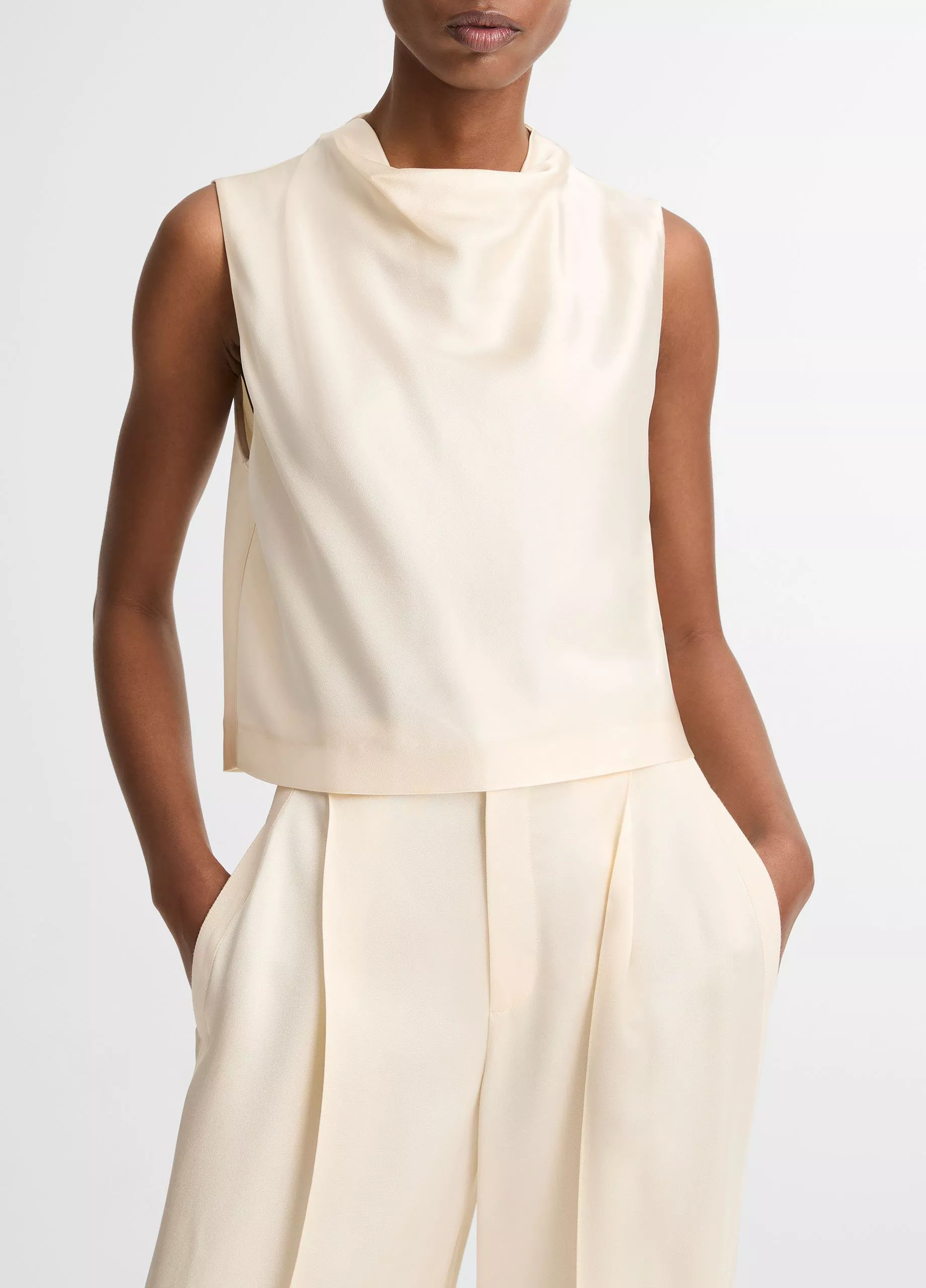 Satin Cropped Cowl-Neck Top | Vince LLC