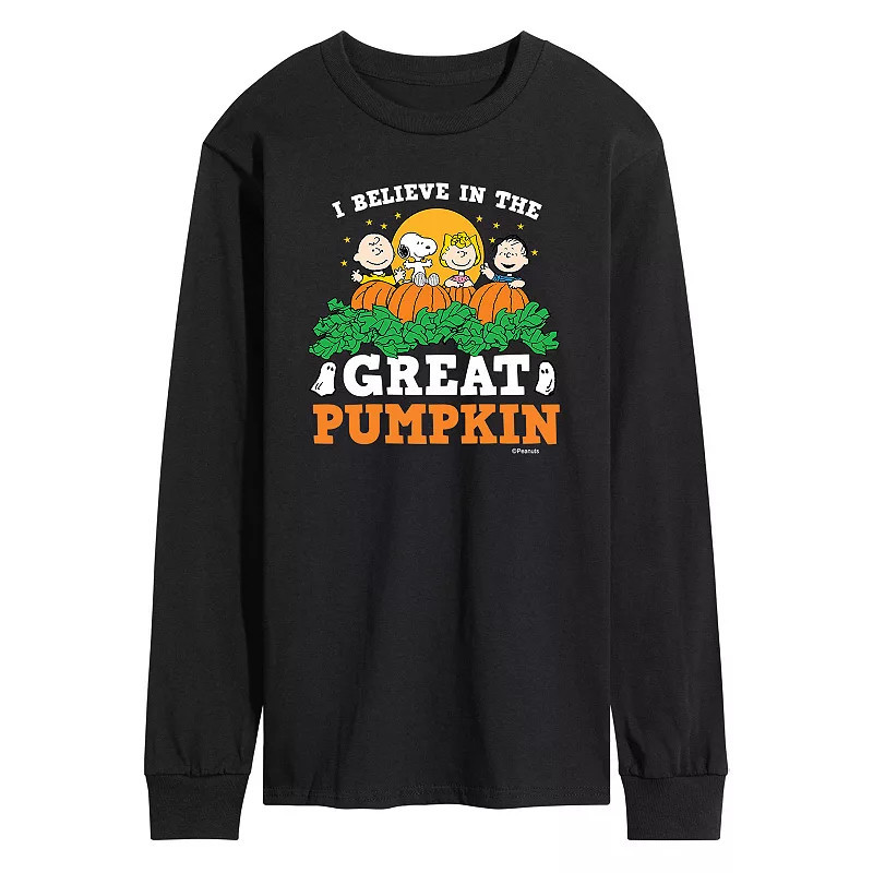 Men's Peanuts Great Pumpkin Long Sleeve Tee, Size: Large, Black | Kohl's