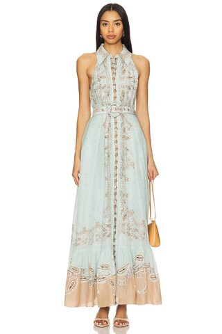 HEMANT AND NANDITA Long Shirt Dress With Buckle Belt in Blue Brown from Revolve.com | Revolve Clothing (Global)