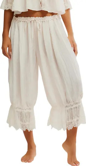 Free People Forever Young Lace Trim Wide Leg Crop Pajama Pants | Nordstrom | Nordstrom