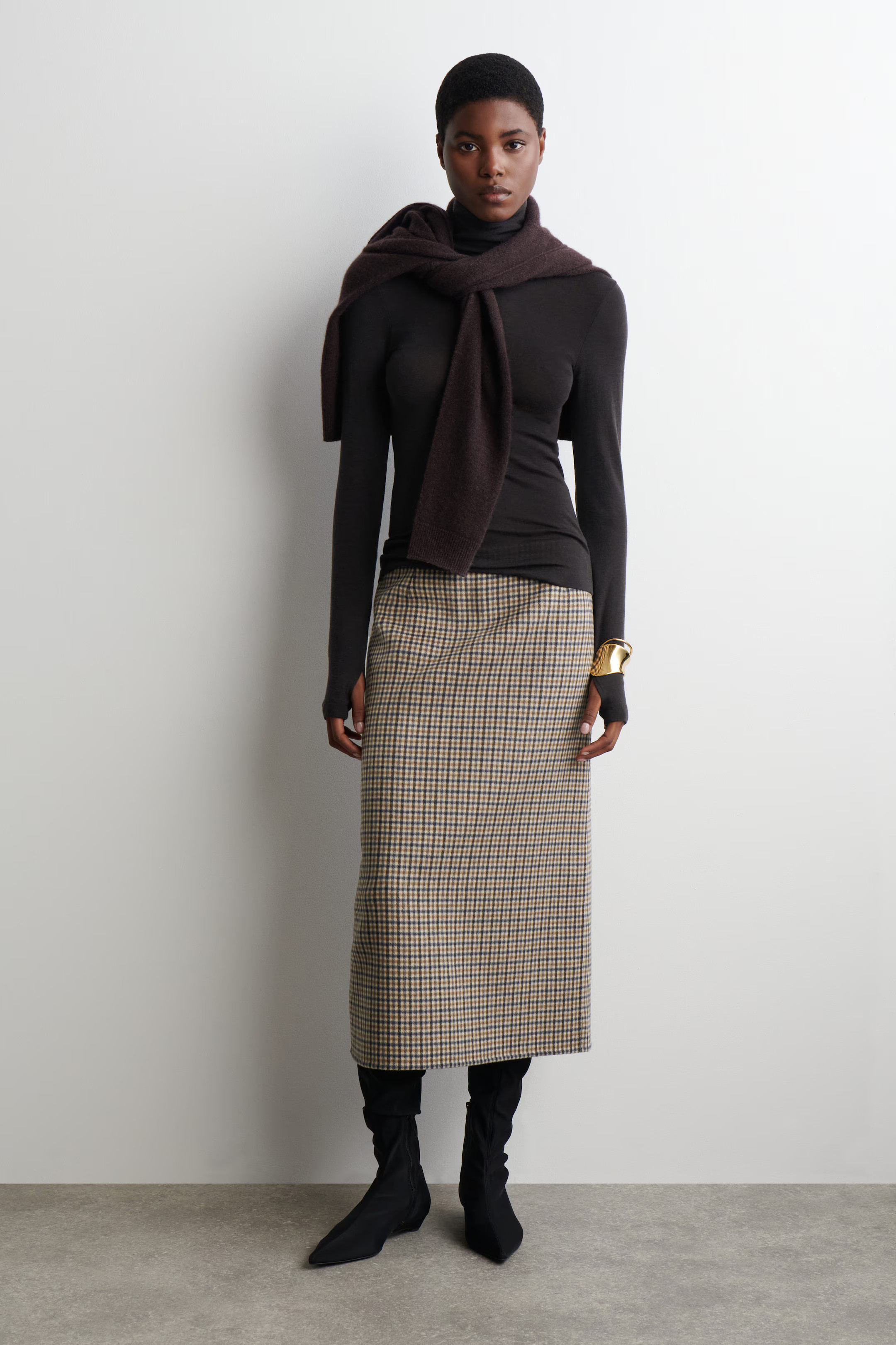 MERINO WOOL HIGH-NECK TOP - DARK BROWN | COS GB | COS UK