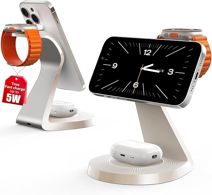 3 in 1 Charging Station for Apple Devices,Mag-Safe Charger Stand Fast Charging,Wireless Charger f... | Amazon (US)