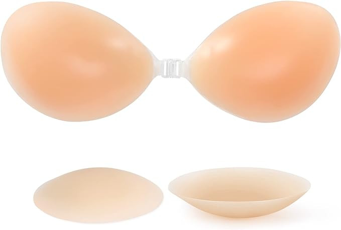 RELIRELIA Women's Sticky Self Adhesive Invisible Strapless Reusable Silicone Push Up Backless Bra | Amazon (US)