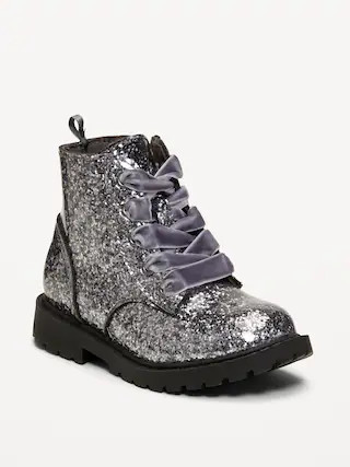 Glitter Side-Zip Combat Boots for Toddler Girls | Old Navy (CA)