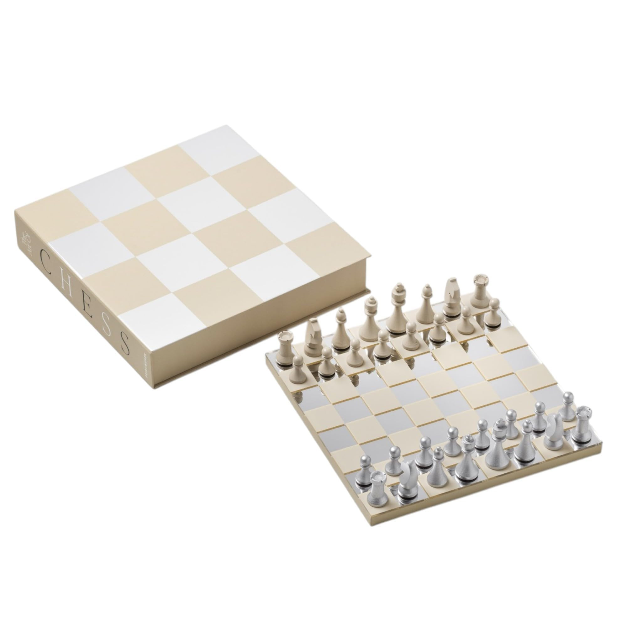 Printworks Classic – Art of Chess, Mirror – Beige & Silver Wooden Chess Set with Mirrored Acr... | Amazon (US)