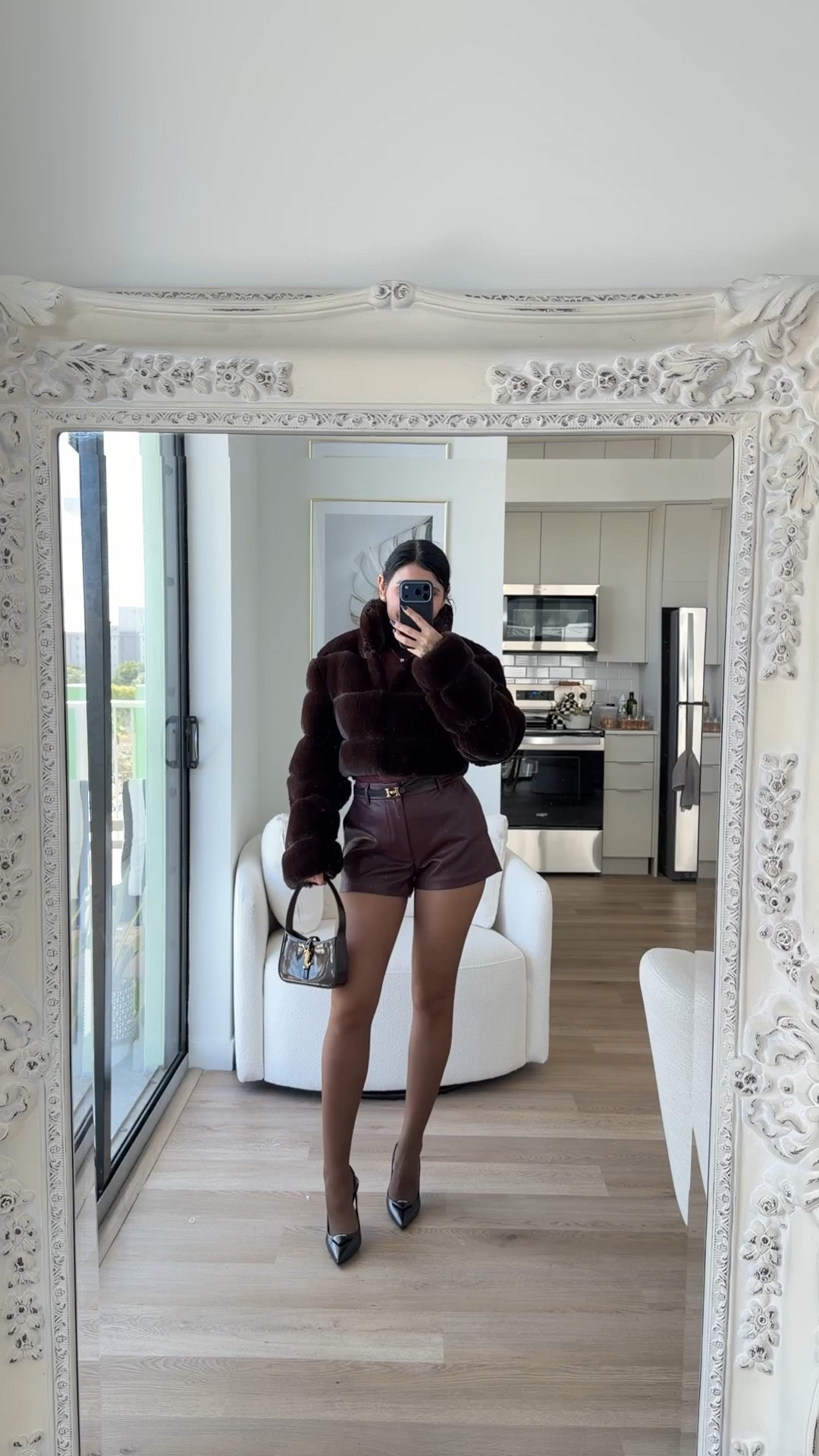 Faux fur crop jacket and faux leather shorts 

#LTKootd #LTKgrwm #LTKSeasonal