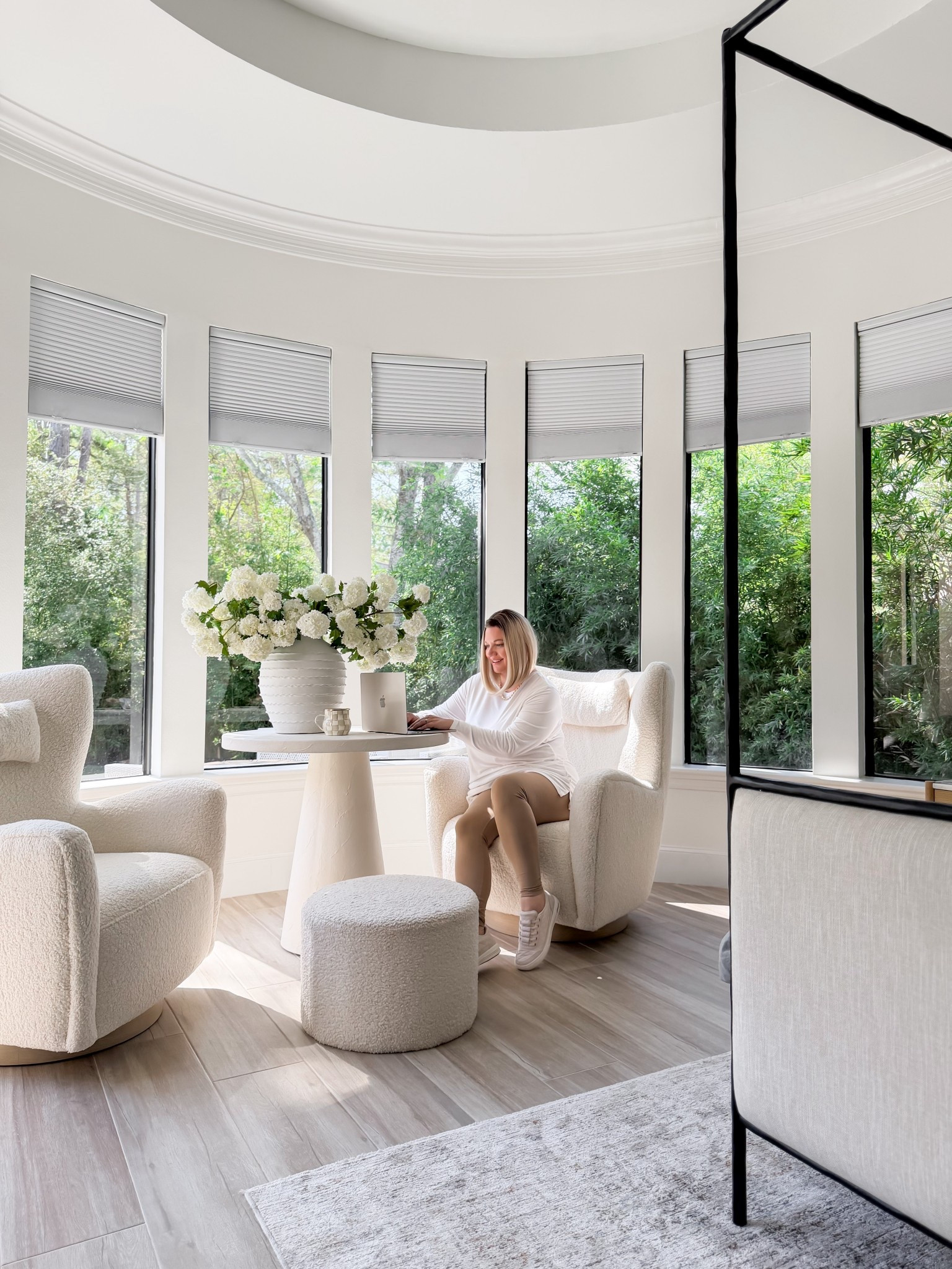 I updated this area in my master bedroom this month.  I’d be eyeing these boucle Castlery chairs for years and they finally came back in stock!  @crateandbarrel table is the perfect size for enjoying my morning coffee or working while watching the birds. 

#LTKHome
