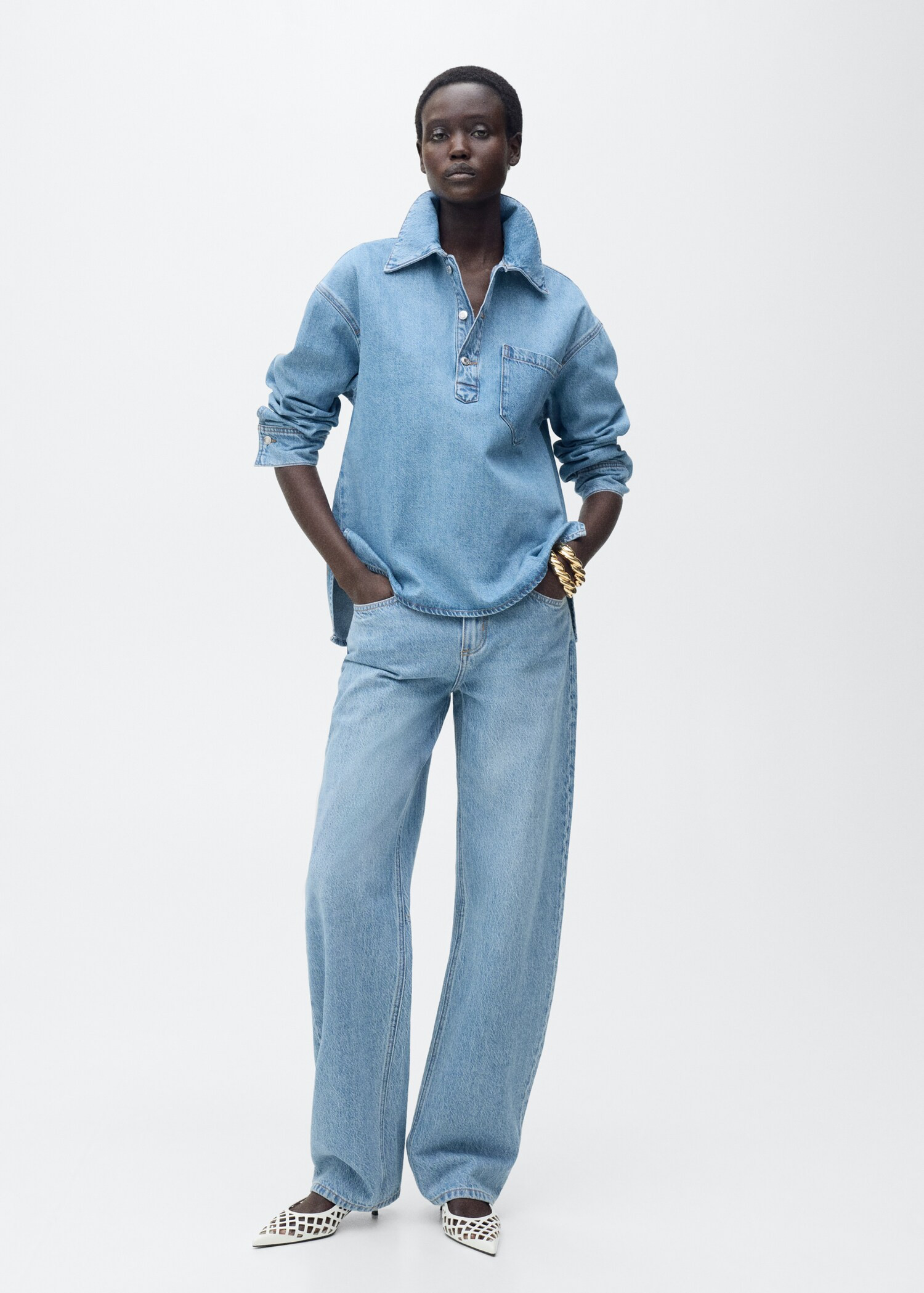 Denim blouse with pocket - Women | MNG Australia | Mango (US/MX/AU)