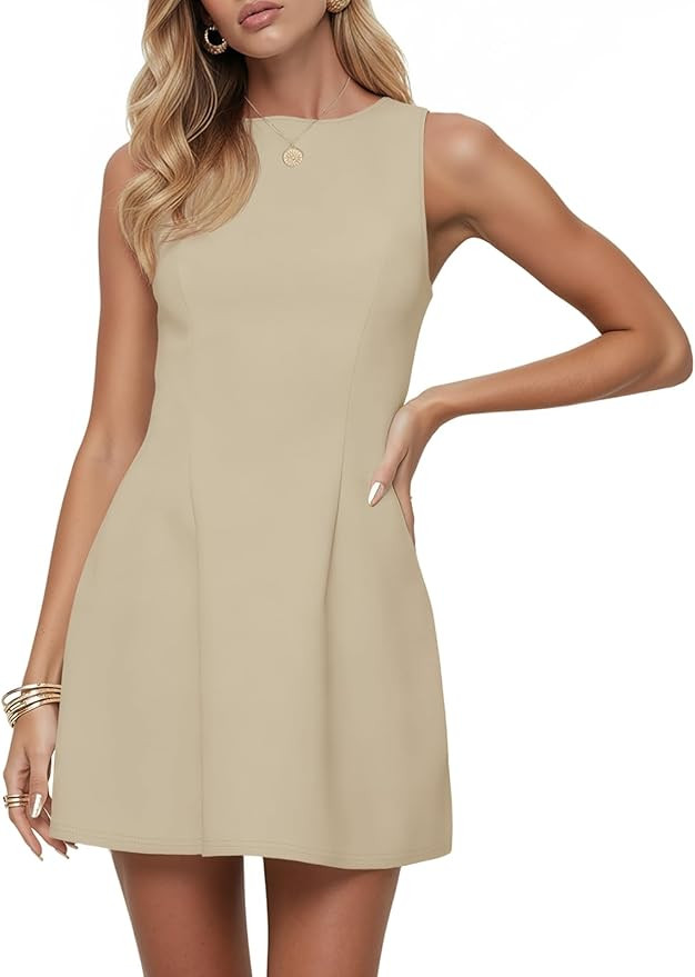 Wenrine Summer Dresses for Women 2026 Elegant Classy Sleeveless Boat Neck A Line Cocktail Party C... | Amazon (US)