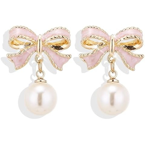 Dainty Bow Earrings for Women Gifts Trendy Stuff Rhinestone Bow Knot Earrings Dangle Jewelry Prom... | Amazon (US)
