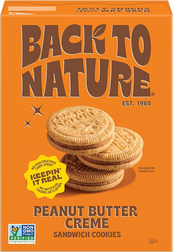 Back to Nature - Peanut Butter Creme Sandwich Cookies - Made with Real Ingredients like Wheat Flo... | Amazon (US)
