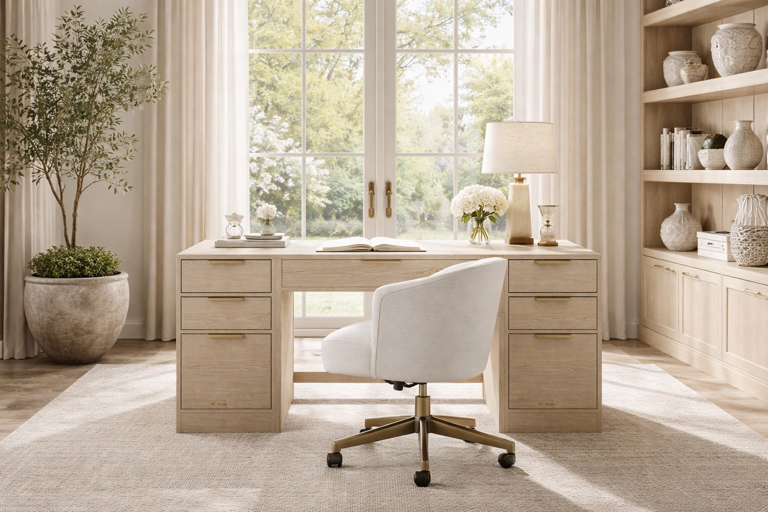 Working on my home office lately and I had to share some of my favorite pieces with you 🤍

If you work from home, you know how important it is to create a space that keeps you feeling motivated, focused, and inspired. The right lighting, calming neutral tones, and functional furniture truly make all the difference, it’s about creating a space that feels both cozy and productive.

I’ll be sharing ideas, tips, and pieces I love along the way, so follow along and let’s design together ✨🙌

To start… I found this beautiful desk from Target by Martha Stewart and I’m obsessed! The tone is the perfect warm neutral, the design is clean and elevated, and the functionality is so good. It has smooth, pre-assembled drawer glides (huge win), tons of storage, and that timeless high-end look without the luxury price tag.

It instantly makes any office feel more refined and organized!

If you’re refreshing your space or starting from scratch, this is such a good foundation piece.

#LTKHome #LTKFinds #LTKSaleAlert #LTKStyleTip
#HomeOfficeDesign #NeutralHome #OfficeInspo #WFHStyle
#LuxuryForLess #TargetHome #MarthaStewartHome
#InteriorInspo #ModernOrganic #HomeOfficeGoals
#DeskSetup #ProductivitySpace #CozyAndProductive

#LTKmomlife #LTKSaleAlert #LTKHome

neutralhome luxuryforless officeinspo desksetup ltkfinds homeofficedesign trgtdealday2022 walmart_july2022 ltkxwayday cozyandproductive productivityspace wfhstyle modernorganic homeofficegoals ltkmomlife marthastewarthome

#LTKHome #LTKSaleAlert #LTKselfcare
