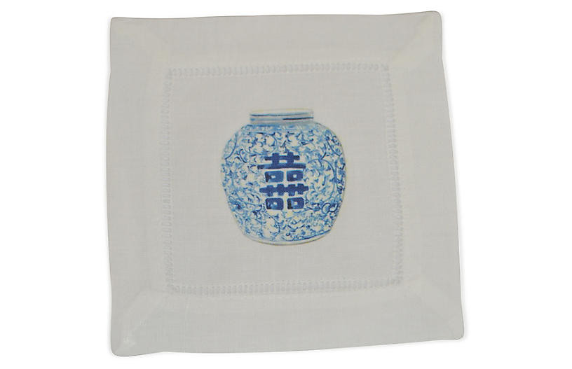 S/4 Happiness Jar Cocktail Napkins, Blue | One Kings Lane