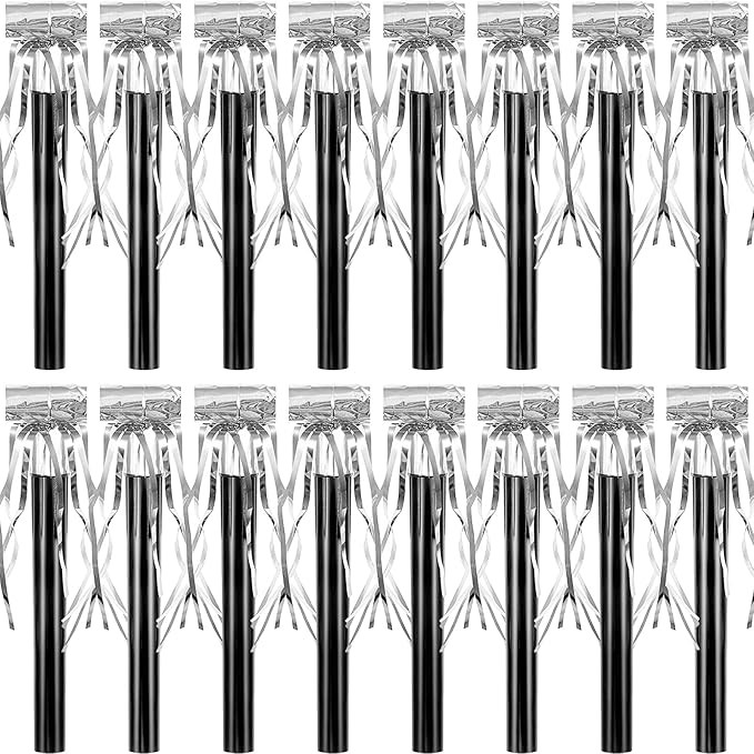 18 Pieces Silver Party Squawkers Silver Party Blower Metallic Noisemakers Graduation Blowouts Whi... | Amazon (US)