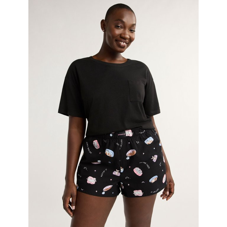 Joyspun Women's and Women’s Plus Woven Pajama Boxer Shorts, Sizes XS to 3X - Walmart.com | Walmart (US)