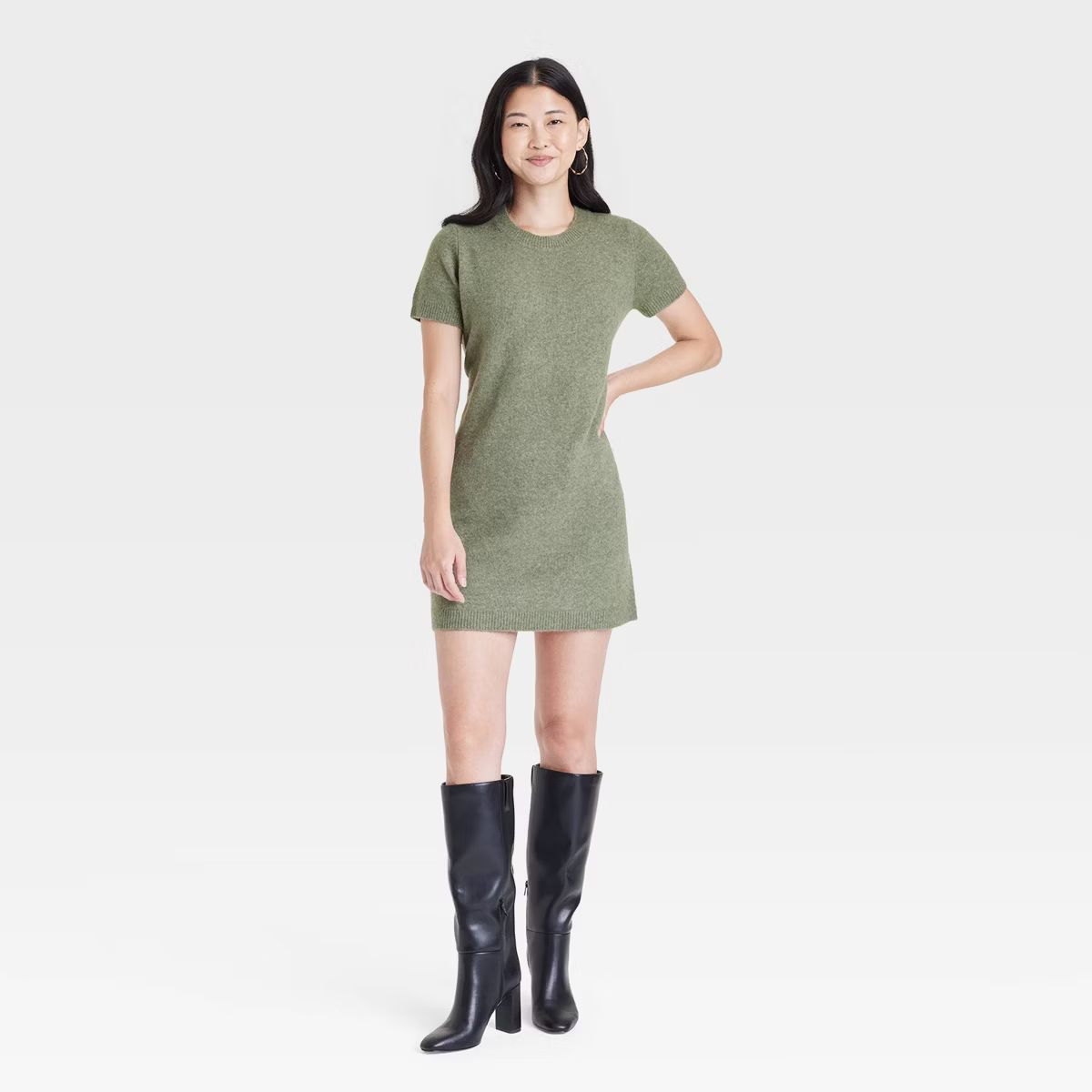 Women's Short Sleeve Cozy Knit Mini Sweater Dress - A New Day™ | Target