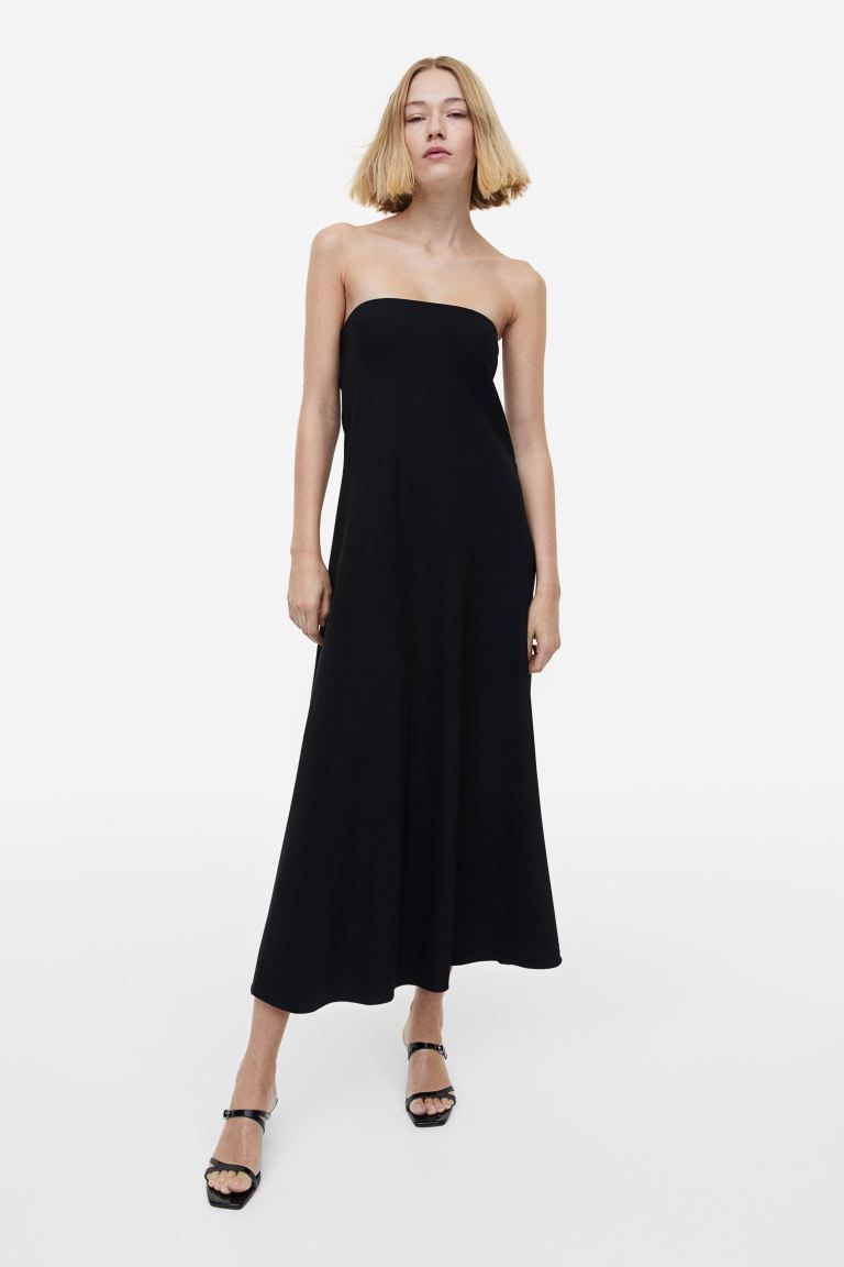 Bandeau dress - Sleeveless - Midi - Black - Ladies | H&M GB | H&M (UK, MY, IN, SG, PH, TW, HK)