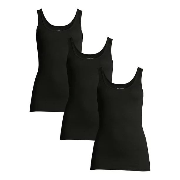 Time and Tru Sleeveless Slim Tank Top (Women's) 3 Pack - Walmart.com | Walmart (US)