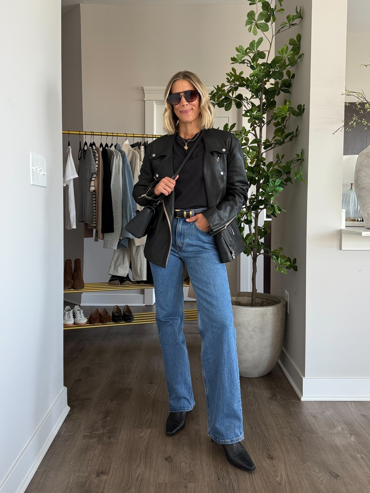 Wearing 25/regular jeans, small tee, small belt, small leather jacket, boots tts 

#LTKStyleTip #LTKOver40 #LTKFindsUnder100