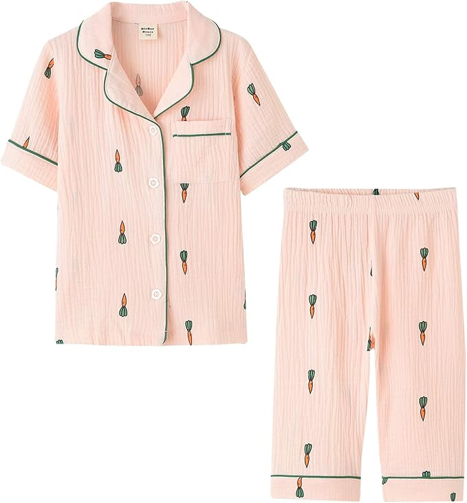 ACESTAR Toddler Girls Boys Pajamas Set Summer 2 Pcs Pjs Set - Kids Short Sleeve Button Down Sleep... | Amazon (US)