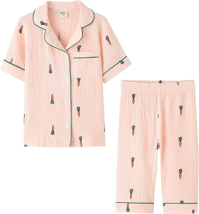 Toddler Girl 2 Pcs Pajamas Short Sleeve Pajama Set for Little Girl Carrot Graphic, 3-7 Years | Amazon (US)