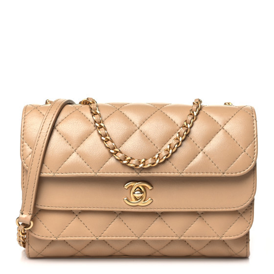 Calfskin Quilted Triple Flap Beige | FASHIONPHILE (US)