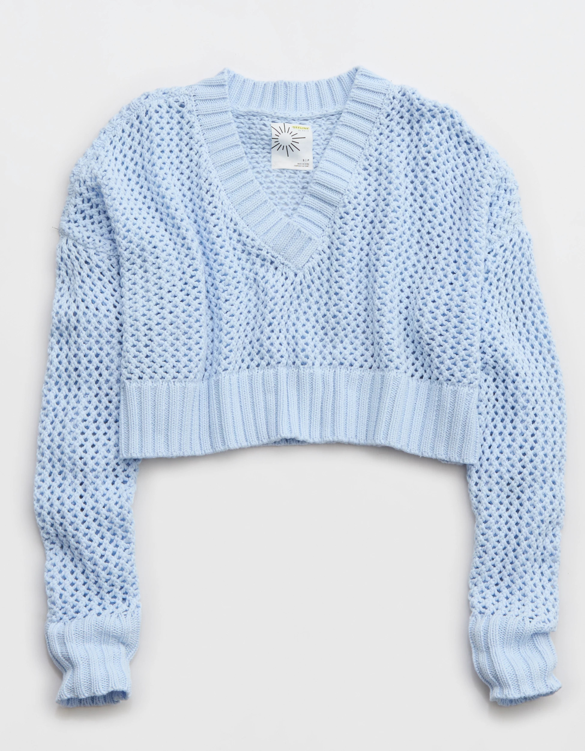 OFFLINE By Aerie Crochet V Neck Sweater | Aerie