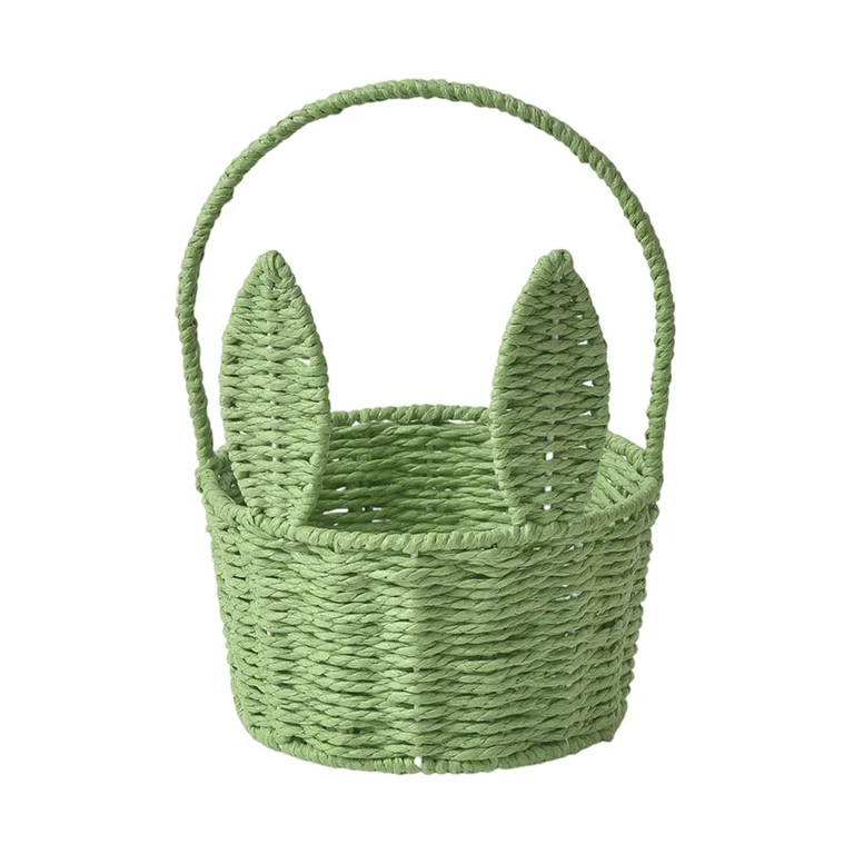 Round Bunny Ear Handle Paper Basket, Green, 10.2" x 6.2" | Walmart (US)