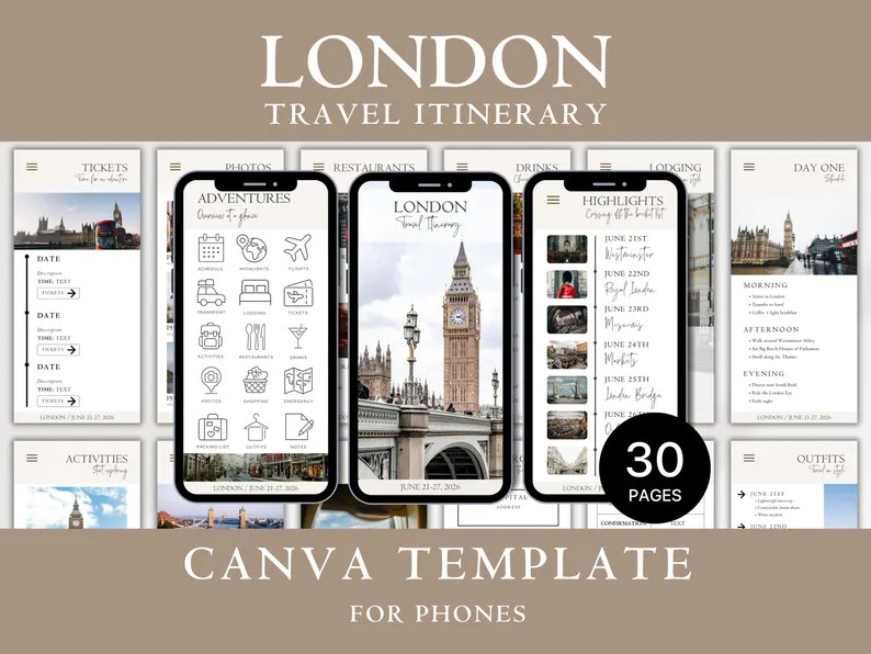 London Travel Itinerary Template | England Trip Planner (Digital Download) | Etsy (Global)
