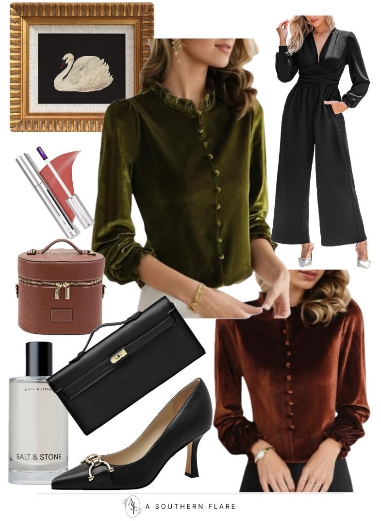 Fall fashion, velvet blouses, cuffed jumpsuits, perfume, jewelry organizers, and makeup bags

#LTKWorkwear #LTKGiftGuide #LTKFindsUnder50
