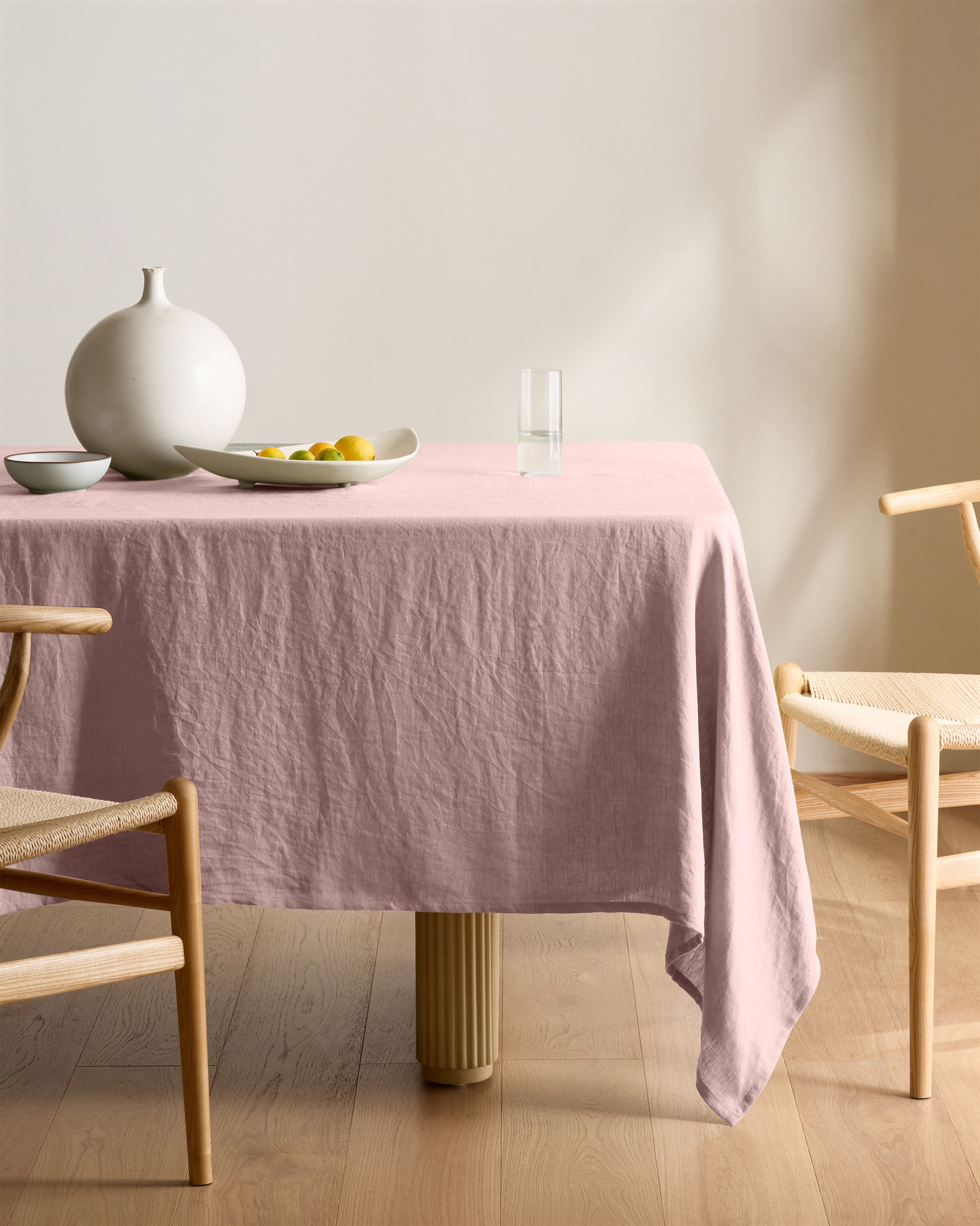 Quince | European Linen Tablecloth in Dusty Mauve, Size 70"" Round | Quince
