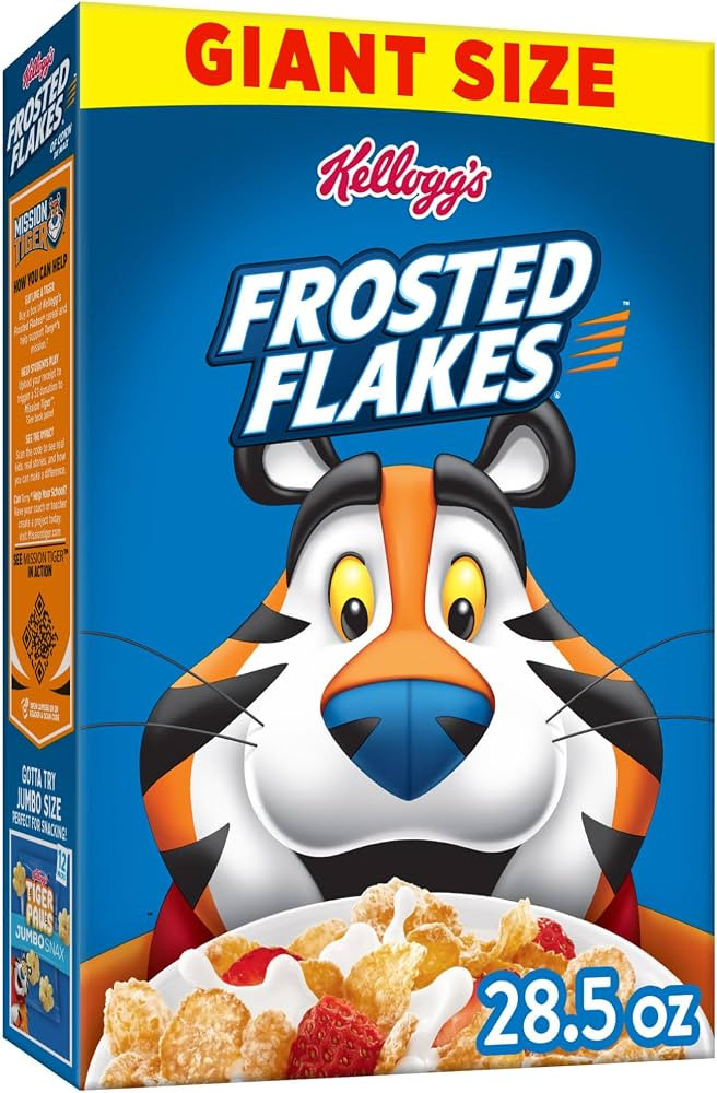 Kellogg's Frosted Flakes Breakfast Cereal, Fat Free, Giant Size, 28.5 oz | Amazon (US)