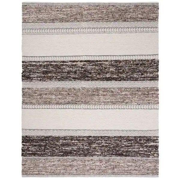 SAFAVIEH Handmade Natura Fulvia Boho Stripe Wool Rug - 2'3" x 8' Runner - Brown/Ivory | Bed Bath & Beyond