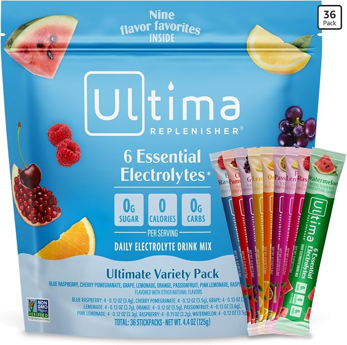 Ultima Replenisher Daily Electrolyte Powder \u2013 Ultimate Variety Pack, 36 Stickpacks \u2013 Ze... | Amazon (US)