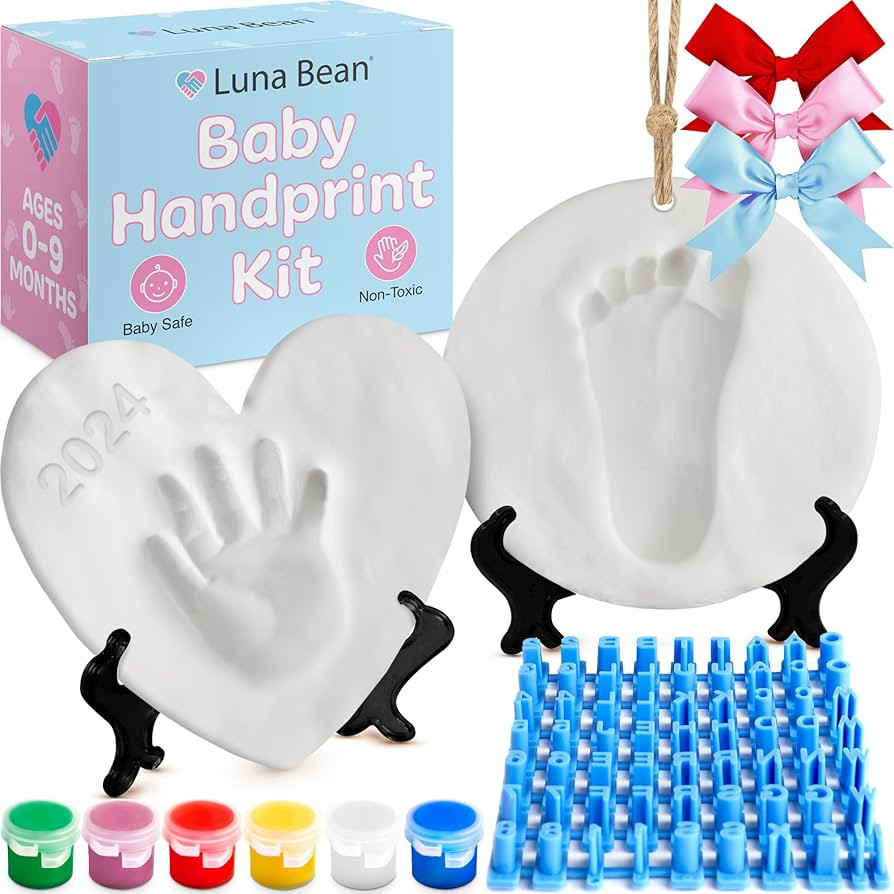 Luna Bean Babys First Christmas Ornament 2024 Girl Boy, Fun & Easy New Mom Gifts DIY Baby Hand & ... | Amazon (US)