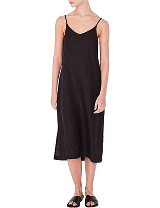 Assembly Label Linen Sleeveless Black Slip Dress | David Jones | David Jones (Australia & New Zealand)
