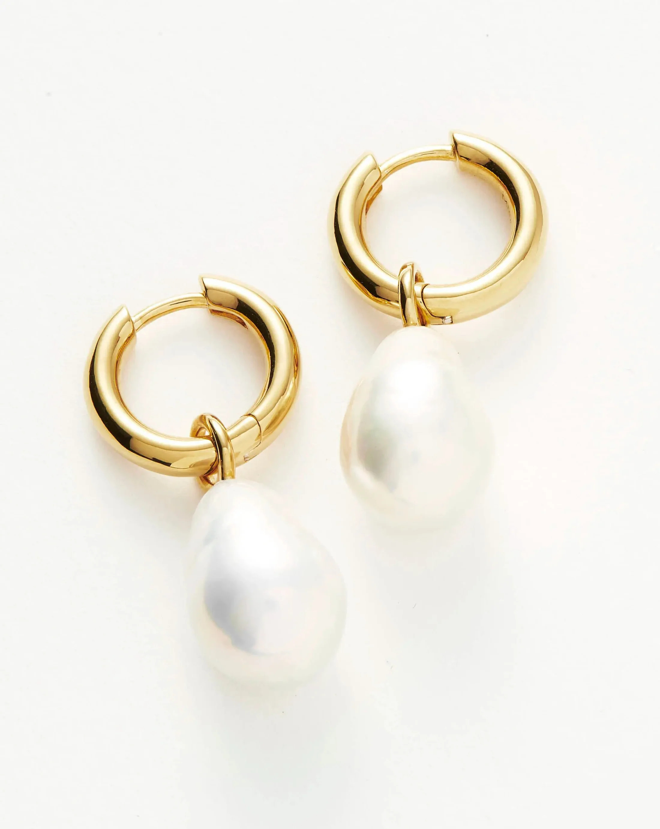 Baroque Pearl Drop Tunnel Mini Gold Hoop Earrings | Missoma | Missoma UK