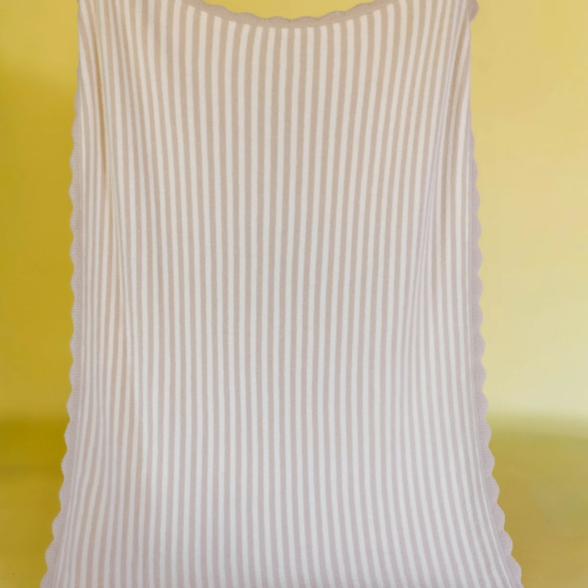 Sand Pinstripe Scallop Blanket 60x80 | Staykation