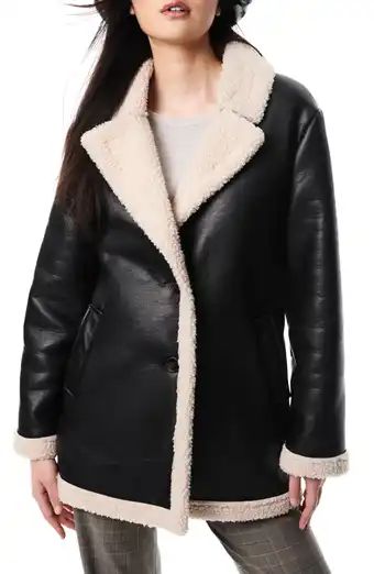 Summit Reversible Faux Shearling & Faux Suede Coat with Faux Fur Trim Hood | Nordstrom