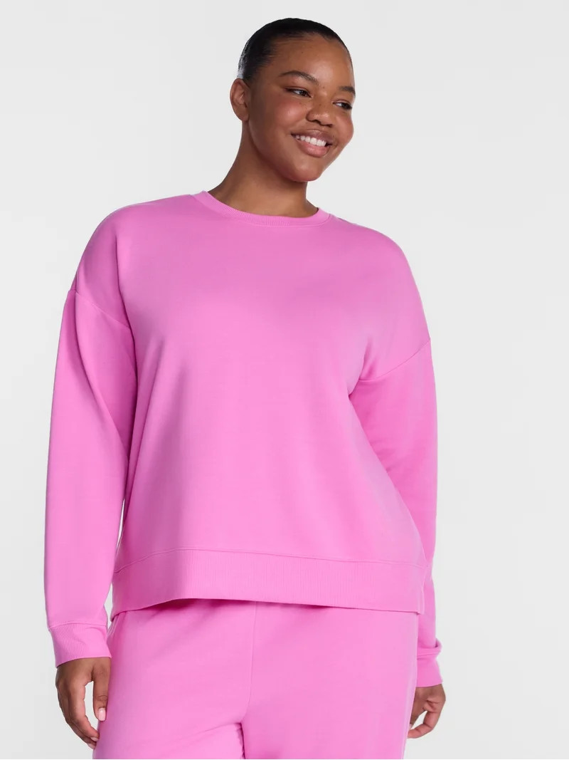 Joyspun Women's Fleece Lounge Sleep Top with Long Sleeves, Sizes XS-3X | Walmart (US)