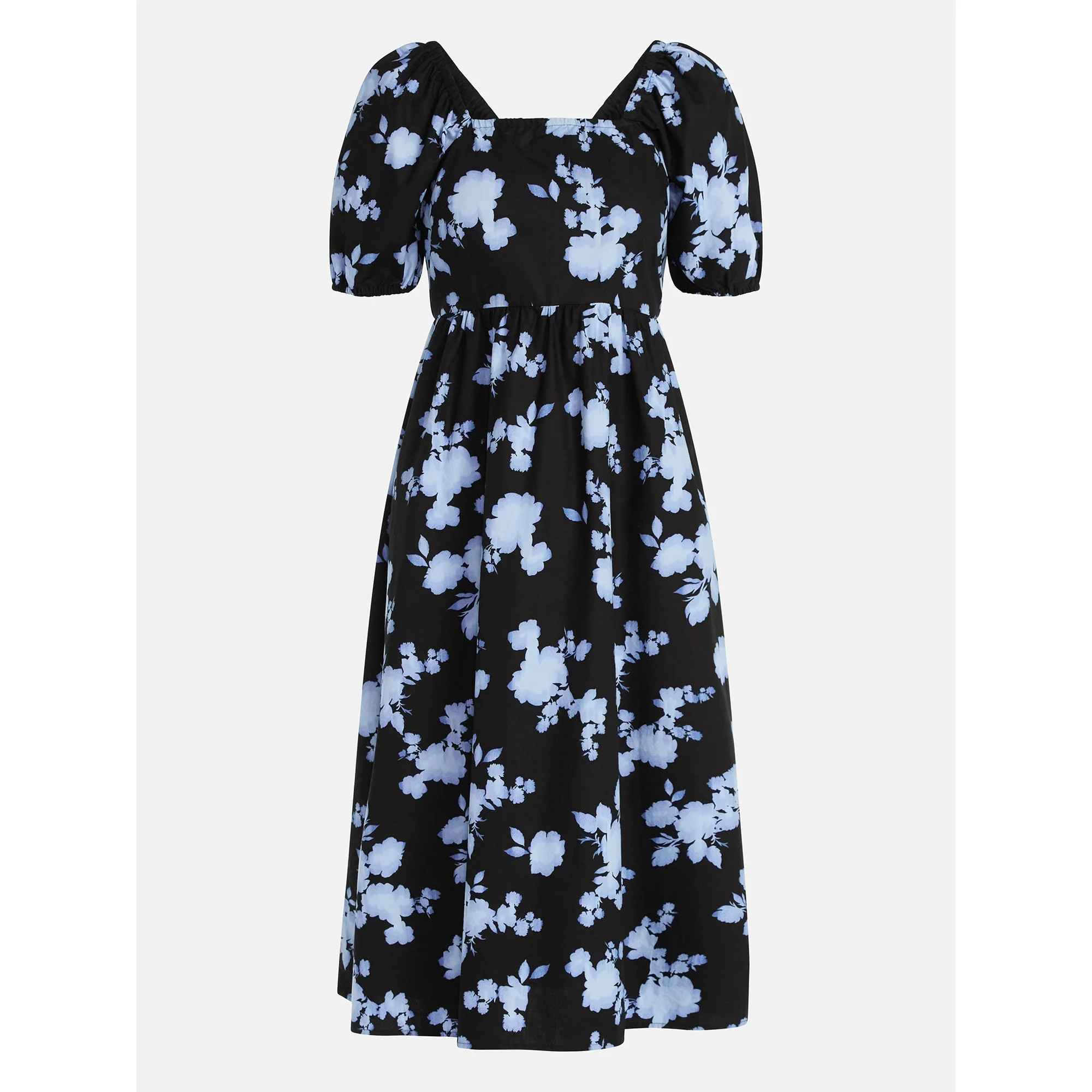 Time and Tru Women's Midi Dress with Puff Sleeves, XS-XXXL | Walmart (US)