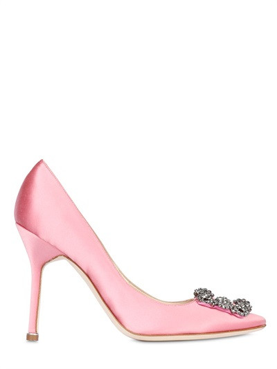 MANOLO BLAHNIK - 105MM HANGISI SILK SATIN PUMPS - LUISAVIAROMA | Luisaviaroma