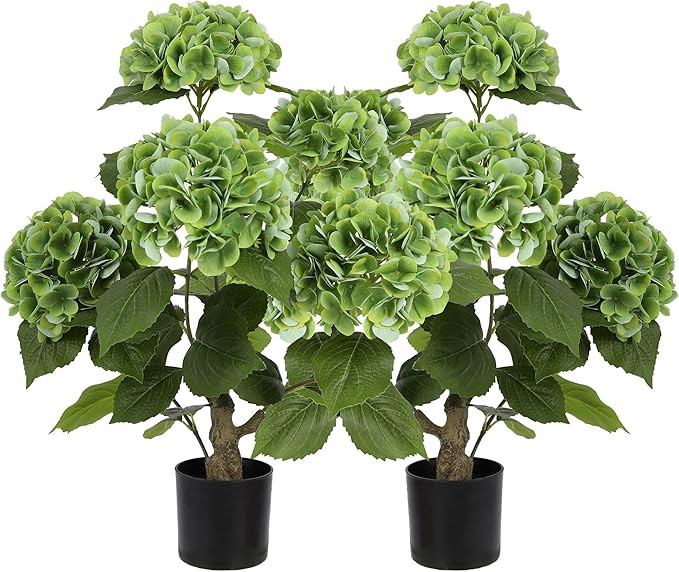Nafresh 2FT Real Touch Faux Hydrangea Tree Outdoor, 2 Pack Green Hydrangea Tree Artificial with V... | Amazon (US)