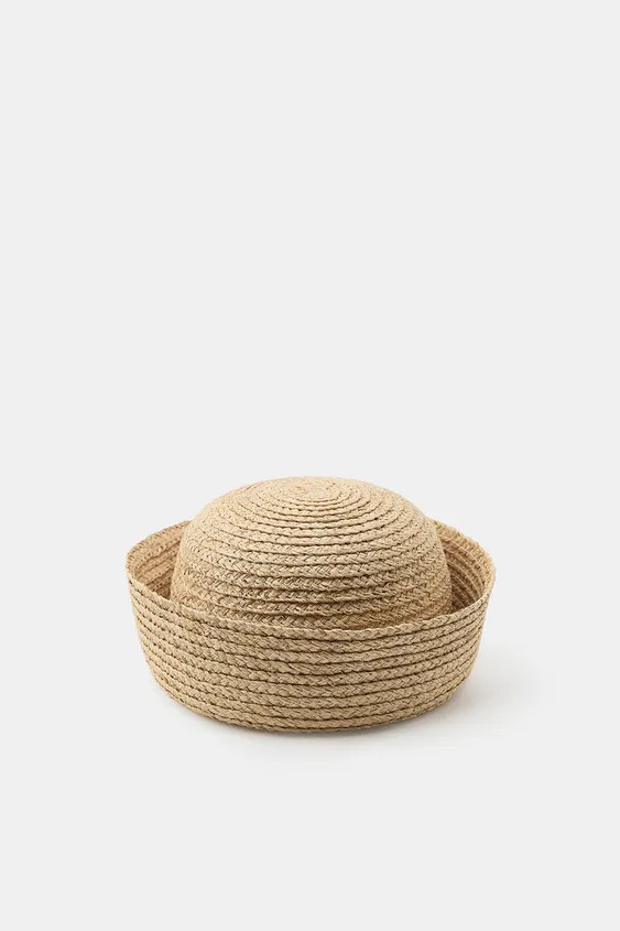 100% RAFFIA CAP WITH TURN-UP HEM | Zara UK