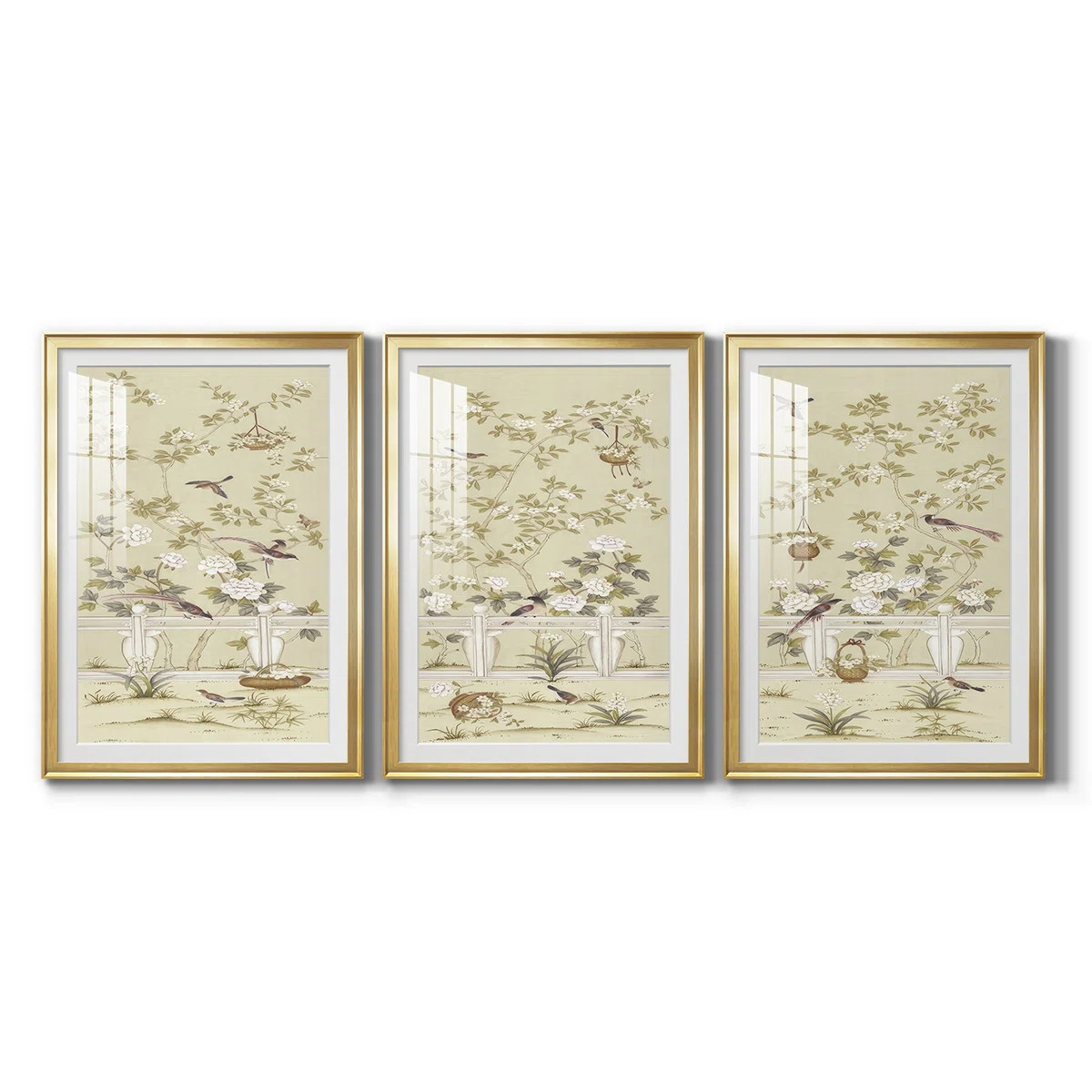 Adriana Classic Chinoiserie I  -Custom Framed  Premium Print W Matt - 3 Pieces (Set of 3) | Wayfair North America