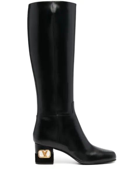 Valentino Garavani VLogo Heel knee-high Boots - Farfetch | Farfetch Global