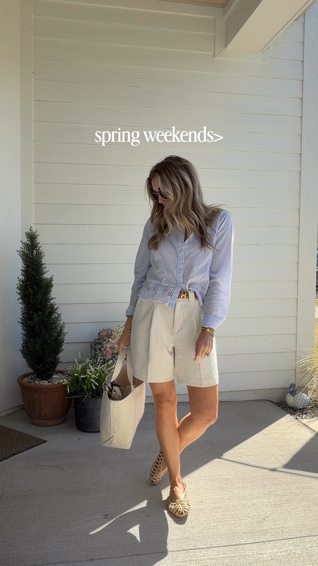 An easy classic coastal spring outfit that feels effortless but still put together for everyday wear.

spring outfits 2026, white shorts outfit, blue and white button down outfit, eyelet shirt outfit, rattan flats outfit, ll bean boat tote outfit, classic coastal style, preppy summer outfit, casual chic outfit, everyday spring outfit
@Target @lululemon @Aritzia 