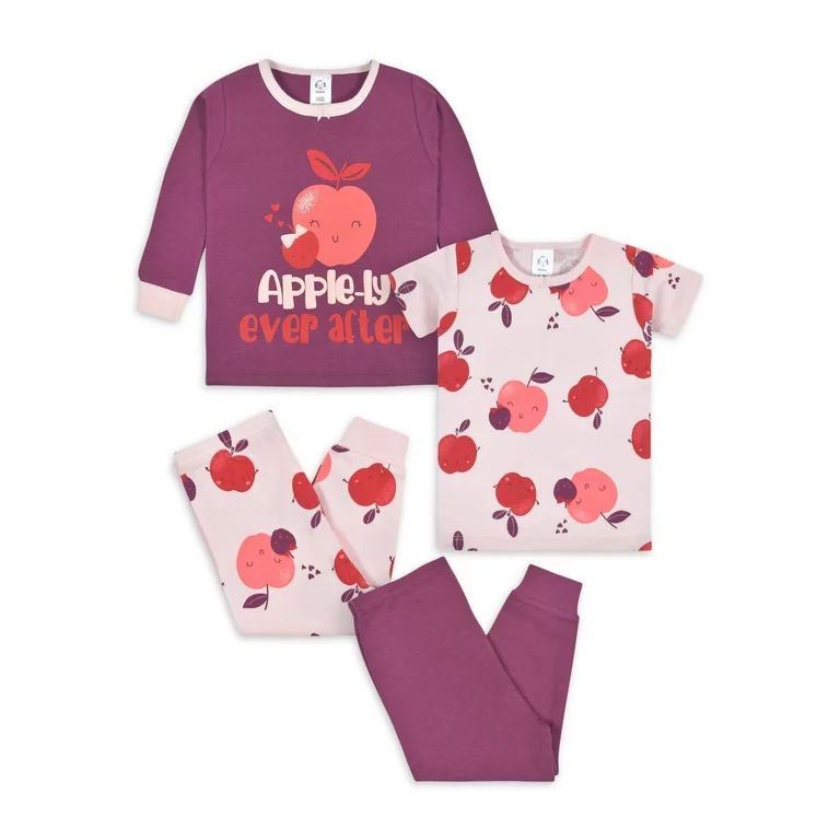Gerber Baby Girl & Toddler Girl Snug Fit Cotton Pajamas, 4-Piece Set, Sizes 12 Months-5T | Walmart (US)