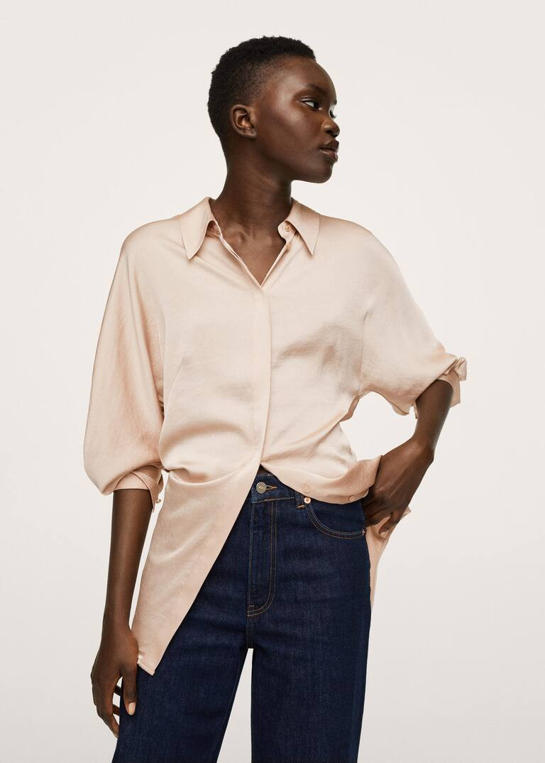 Satin finish flowy shirt -  Women | Mango USA | MANGO (US)