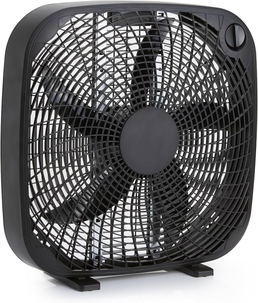 Amazon Basics 3-Speed Box Fan for Bedroom, Portable with Carry Handle, Powerful Airflow, 5 Blades... | Amazon (US)